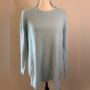 Lane Bryant Metallic scalloped hem Light Blue Sweater crewneck long sleeve 10/12